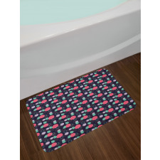 Monstera Leaves and Rounds Bath Mat