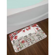 Japanese City Art Panorama Bath Mat