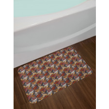 Tropic Leaves in Earth Tones Bath Mat