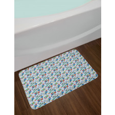 Colorful Bouquets Stripes Bath Mat