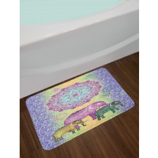 Eastern Elephants Flowers Bath Mat