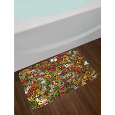 Doodle Style Art Bingo Bath Mat