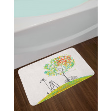 Bicycle Stairs Bird Bath Mat