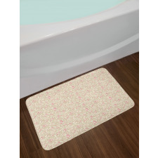 Curlicue Leafy Flowers Bath Mat