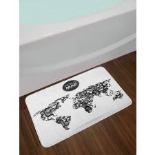 Octopus World Map Bath Mat