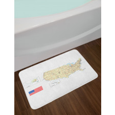 USA Detailed Country Map Bath Mat