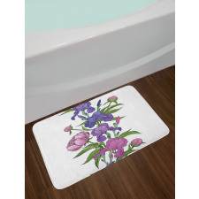 Naive Purple Flower Bouquet Bath Mat