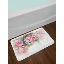 Watercolor Romantic Flowers Bath Mat