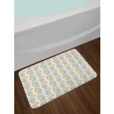 Pastel Tones Blossom Flowers Bath Mat