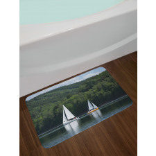 Sailboats on a Lake Bath Mat