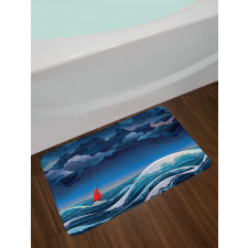 Night Seascape Boat Bath Mat