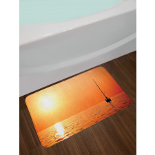 Lonely Yacht at Sunset Bath Mat
