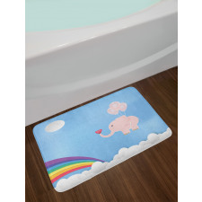 Elephant Rainbow Sky Bath Mat