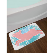 Happy Flying Pig Art Bath Mat