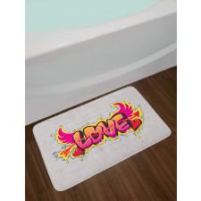 Love Words on Brick Bath Mat