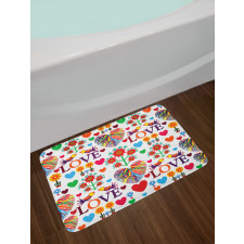 Colorful Blooms Birds Bath Mat