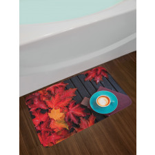 Coffee Fall Leaves Bath Mat