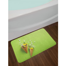 Flowers in Cones Bath Mat