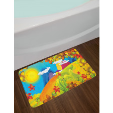 Cartoon Autumn Nature Bath Mat