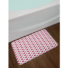 Polka Dots Flowers Bath Mat