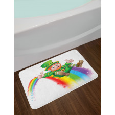 Leprechaun Slides on Rainbow Bath Mat
