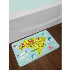 Brasil Map Symbolic Items Bath Mat