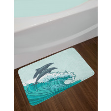 Sea Waves Sketch Art Bath Mat