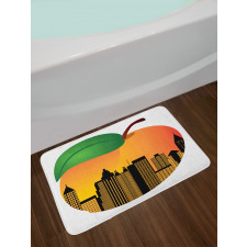 City Skyline in a Peach Bath Mat