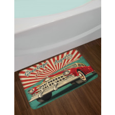 Grunge Retro Car Sunburst Bath Mat