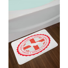 Vintage-Themed Map and Flag Bath Mat