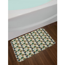 Tropical Flowers Monstera Bath Mat