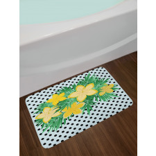 Exotic Flower Polka Dots Bath Mat