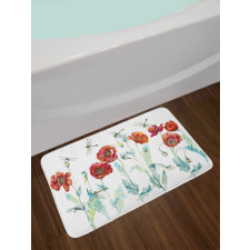 Watercolor Poppies Bath Mat