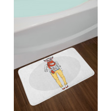 Hipster Style Animal Cartoon Bath Mat