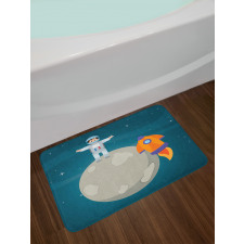 Happy Astronaut on Moon Bath Mat