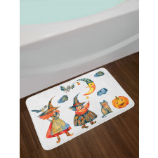 Pumpkin Crescent Cat Bath Mat