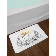 Crescent Floral Wreath Bath Mat