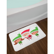 Young Girl and Boy Santa Claus Bath Mat