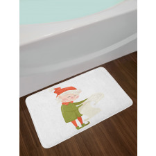 Happy Old Lady Reading a List Bath Mat