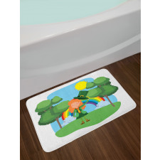 Young Girl Sun and a Rainbow Bath Mat