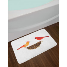 Red Cardinals Couple Nest Bath Mat