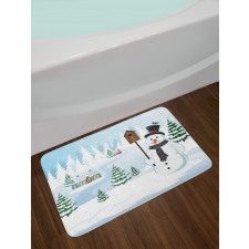 Frosty Holds Nest Graphic Bath Mat