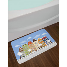 Winter Time Dutch Houses Bath Mat