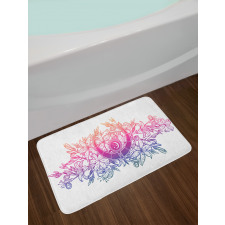 Lily Flowers and Crescent Bath Mat