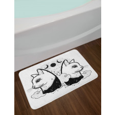 Cats with Moon Clouds Stars Bath Mat