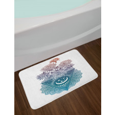 Flowers Moon and Lace Motif Bath Mat