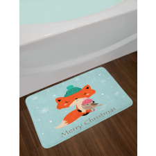 Merry Christmas Bird Animal Bath Mat