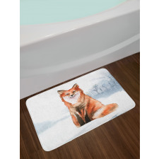 Fine Art Winter Animal Painting Bath Mat