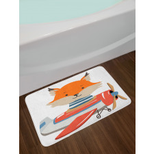 Funny Animal in Little Airplane Bath Mat