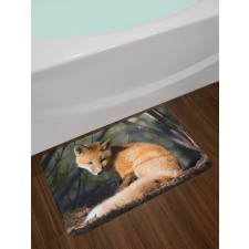 Young Coyote in Forest Sunrays Bath Mat